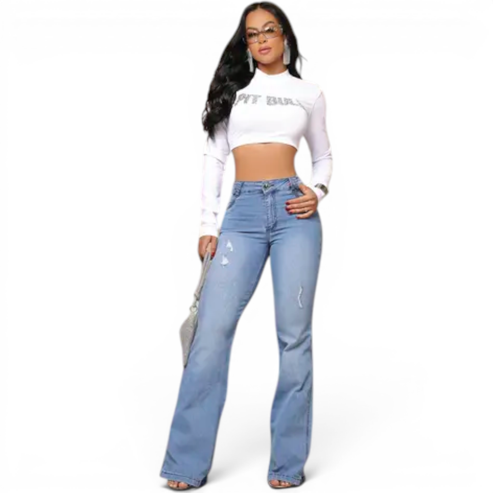Imagem do produto Calça Flare Feminina Jeans Confortável Pit Bull - 87648