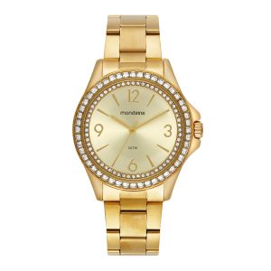 Relógio Feminino Cristais Dourados Mondaine - Elegância e Estilo | Flávio's Calçados