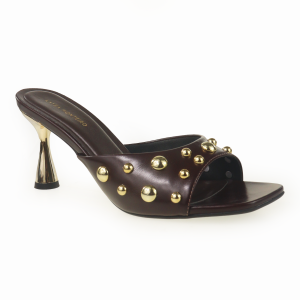 Sandália Feminina Salto Fino Laysa Monteiro com Tachas Douradas - 538412155