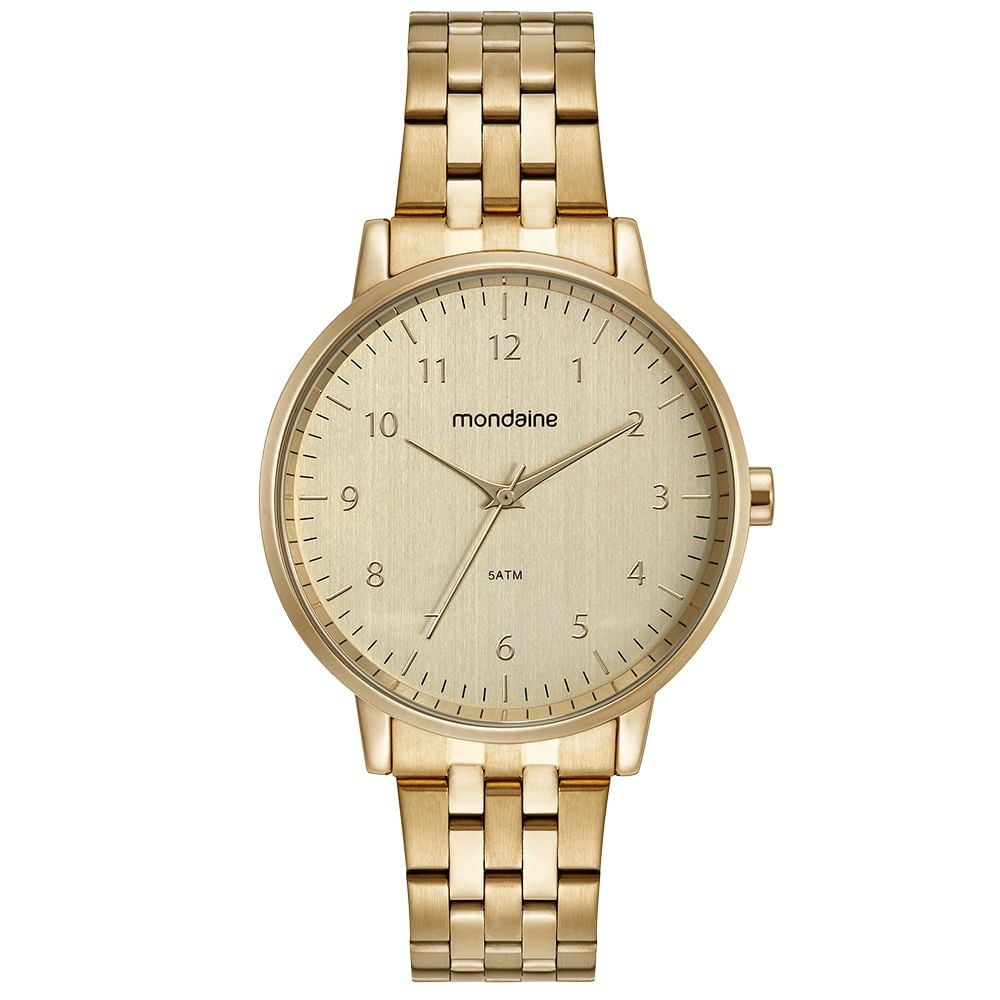 Kit Relógio Feminino Casual Dourado Mondaine | Estilo e Elegância