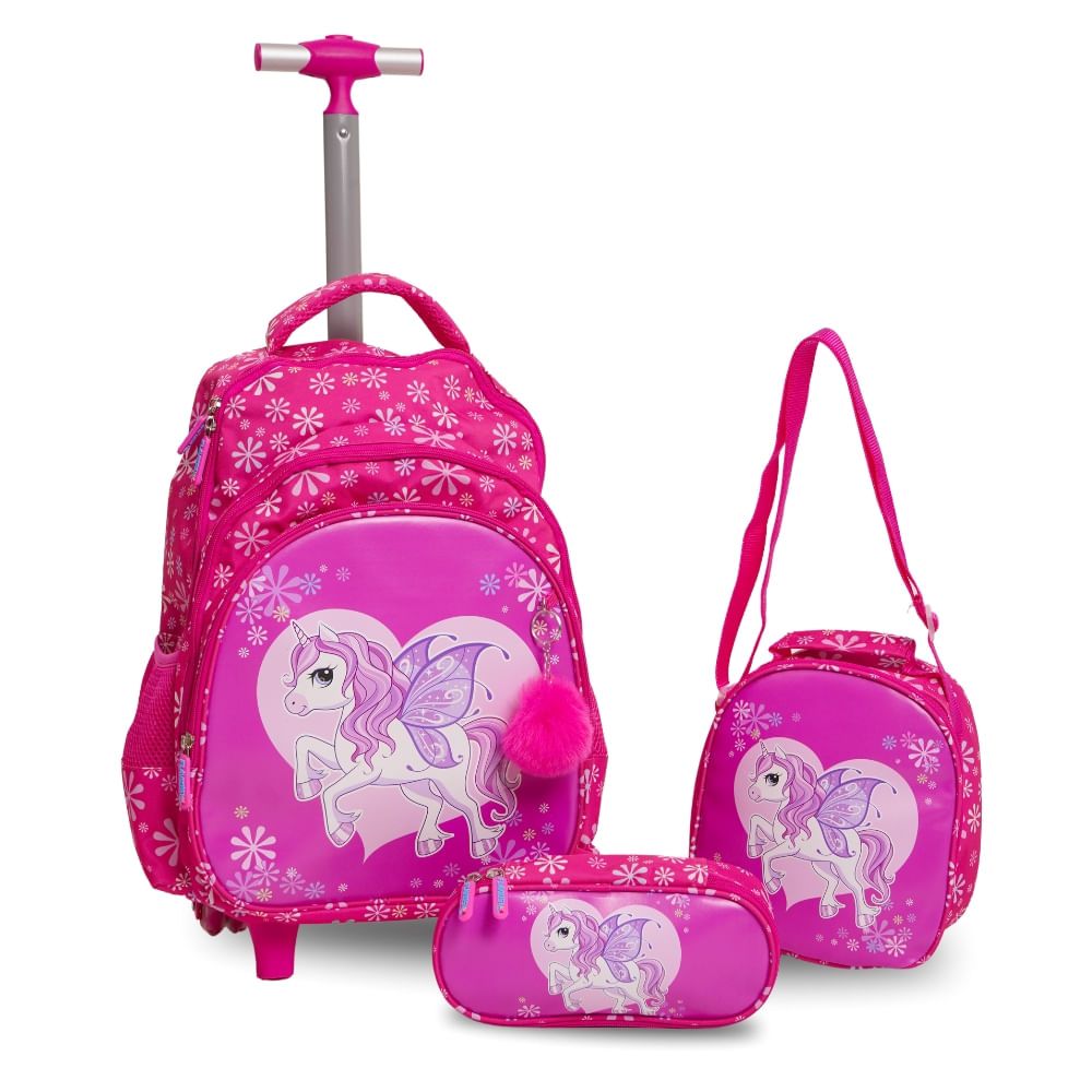 Kit Escolar Mochila Unicórnio Feminina Rosa | Flávio's Calçados