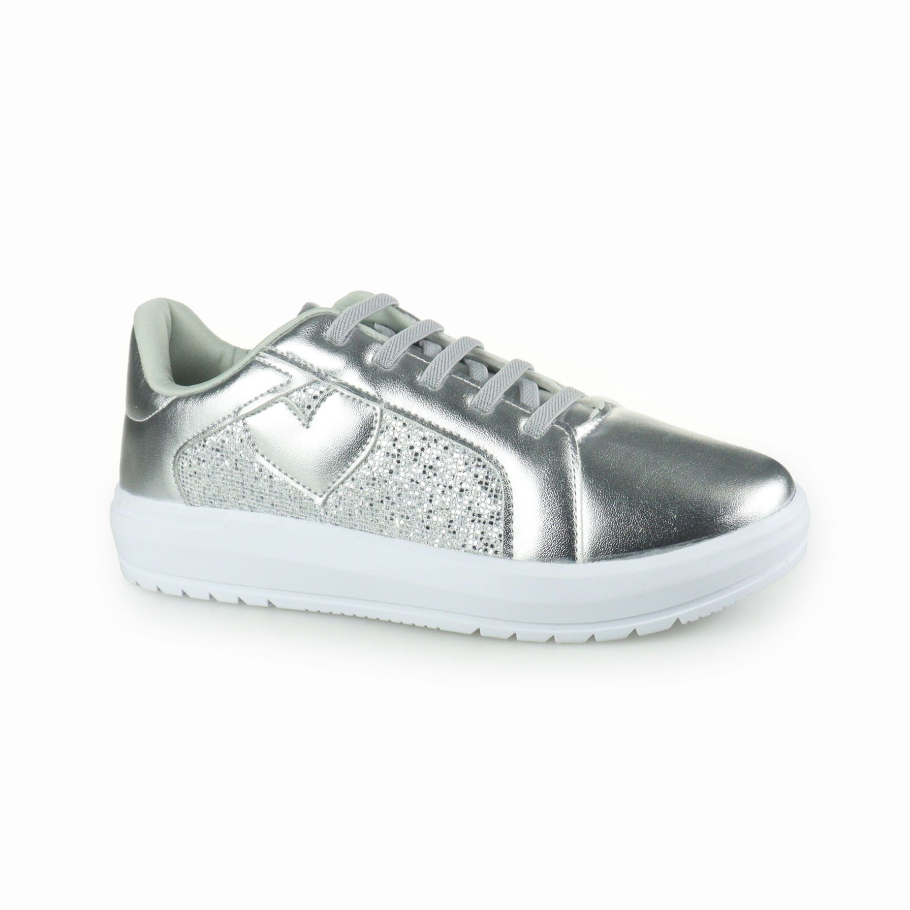 Tênis Infantil Feminino Casual Flavios Kids Nude/Prata | Flávio's Calçados