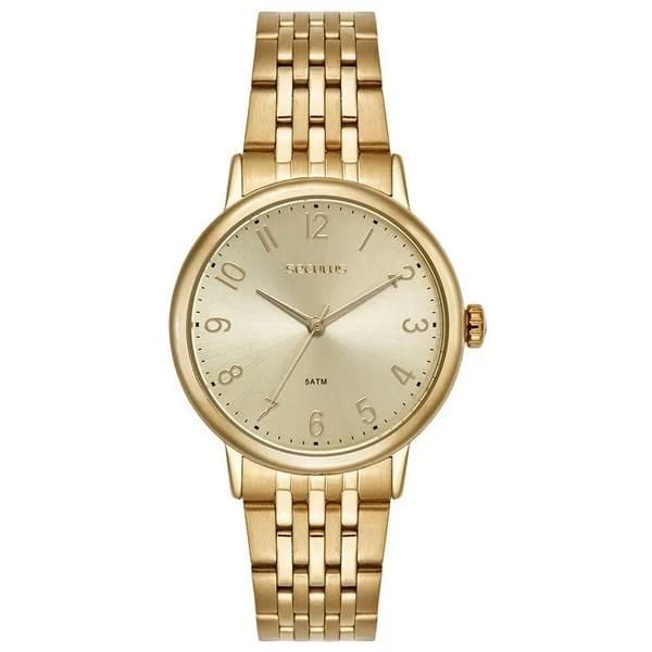 Relógio Feminino Dourado Numeração Completa Seculus | Flávio's Calçados