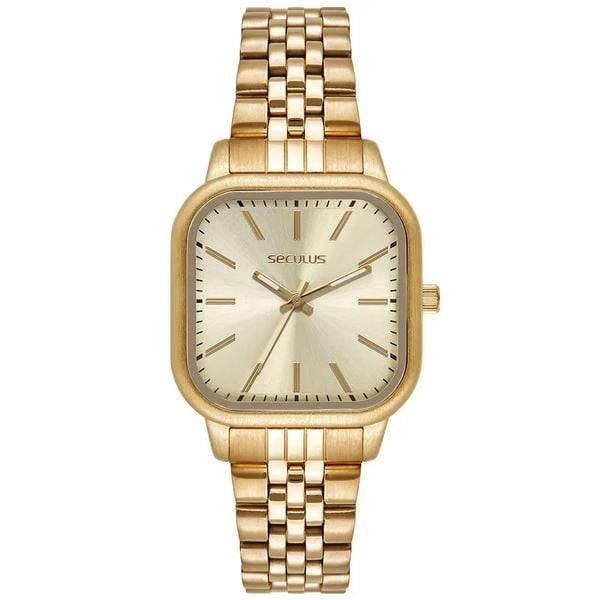 Relógio Feminino Dourado Minimalista Seculus | Estilo e Conforto | Flávio's Calçados