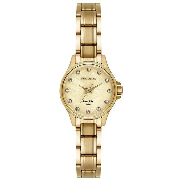 Relógio Feminino Dourado Seculus Cristais | Flávio's Calçados