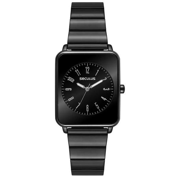 Relógio Feminino Quadrado Seculus All Black | Estilo e Elegância | Flávio's Calçados