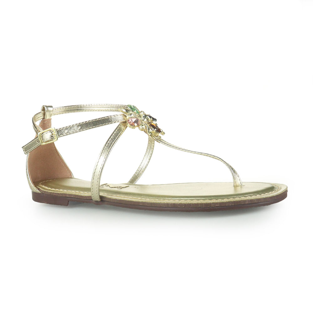 Sandália Feminina Rasteira Laysa Monteiro Branco/Ouro | Conforto & Estilo | Flávio's Calçados