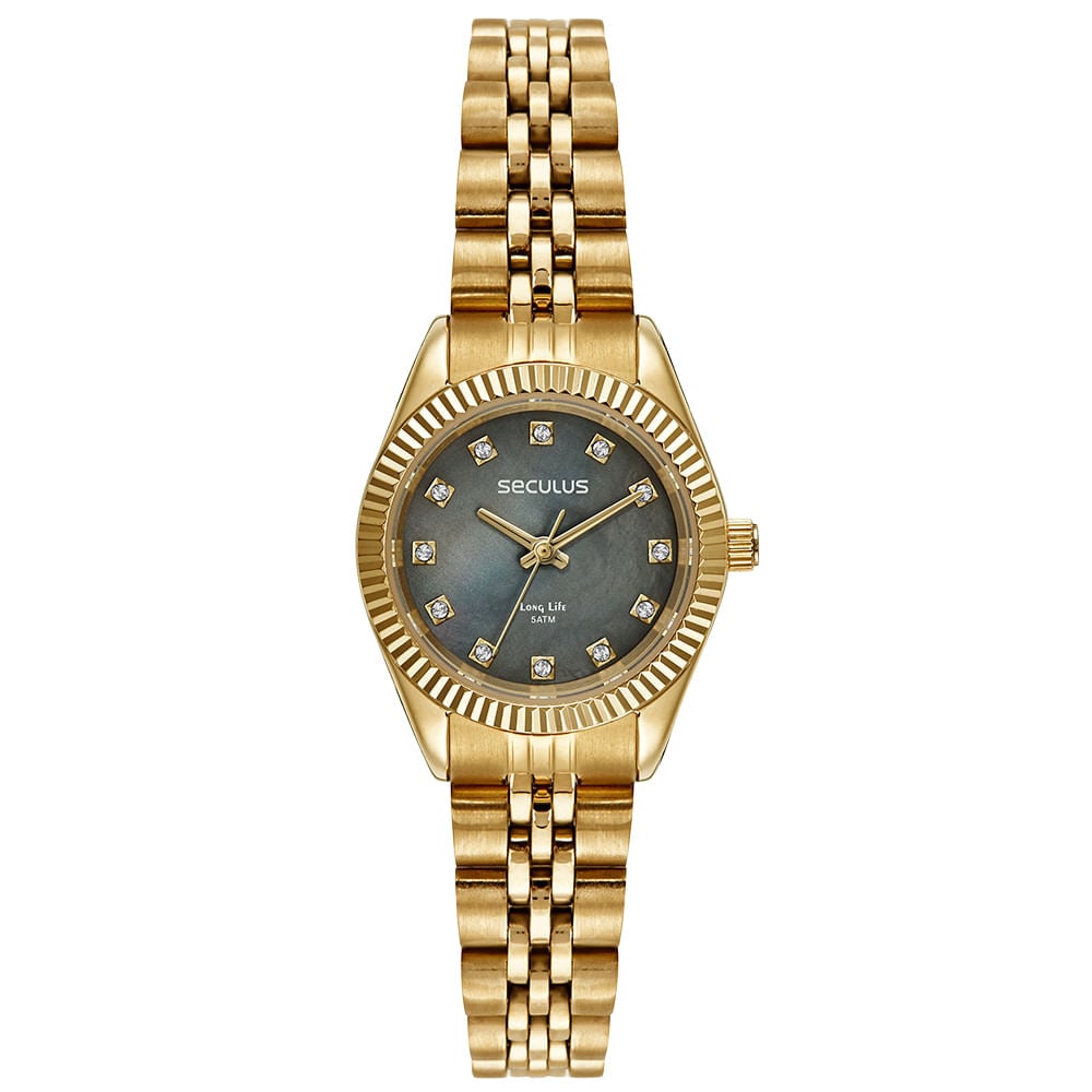 Relógio Feminino Seculus Dourado Casual - Estilo e Conforto | Flávio's Calçados