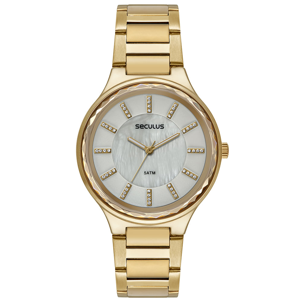 Relógio Feminino Casual Seculus Dourado – Elegância e Praticidade | Flávio's Calçados