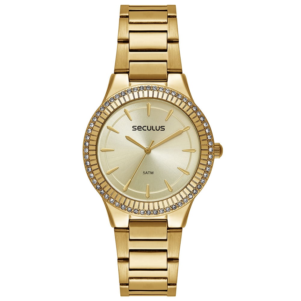 Relógio Feminino Casual Seculus Dourado - Elegância no dia a dia | Flávio's Calçados