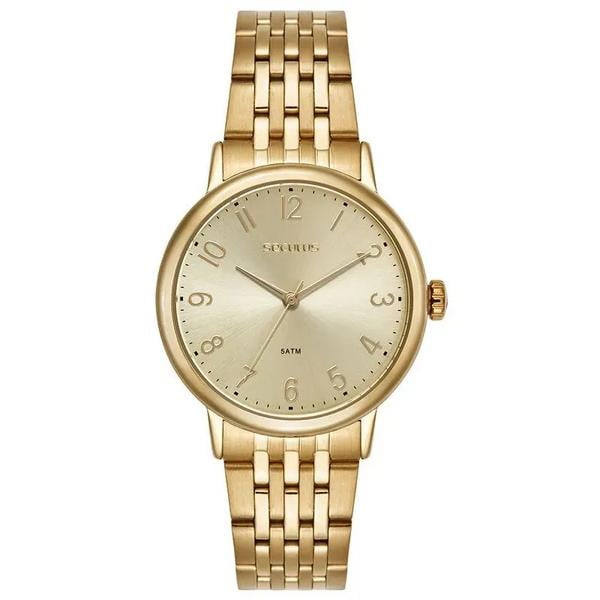 Relógio Feminino Dourado Numeração Completa Seculus | Flávio's Calçados