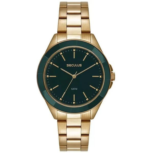 Relógio Feminino Analógico Dourado Seculus | Estilo e Durabilidade | Flávio's Calçados