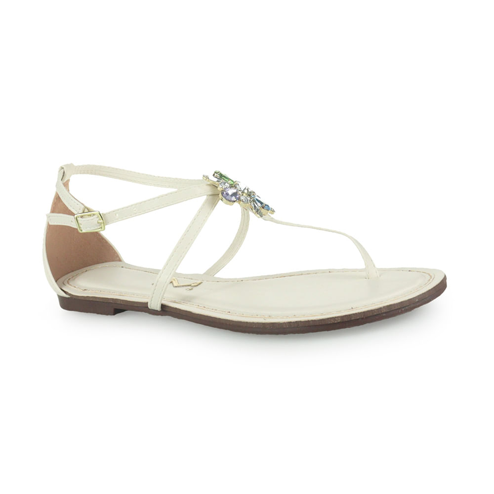 Sandália Feminina Rasteira Laysa Monteiro Branco/Ouro | Conforto & Estilo | Flávio's Calçados